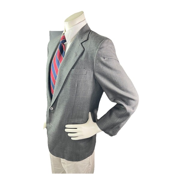 H. Freeman & Son Glen Plaid Black Gray Blazer Jacket Men 40R Wool Sport Coat - Picture 4 of 12